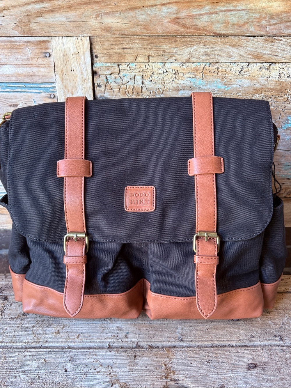 Bodomint Gender Neutral Nylon Vegan Leather Laptop Diaper Bag Multi Use Bag